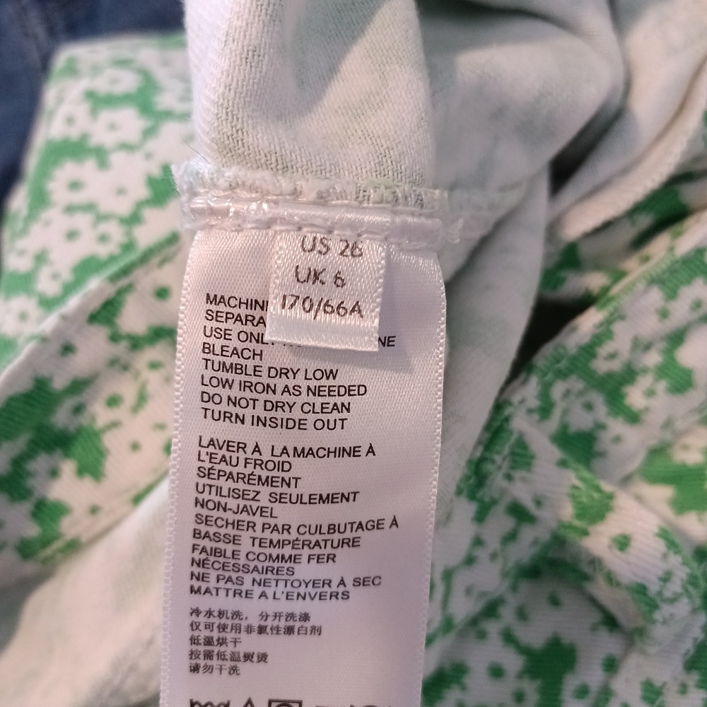 Urban outfitters BDG High Waist Green white flower Kick Flare pants Size 26 - Picture 7 of 9